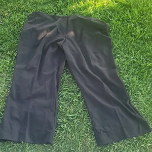 AVENUE black stretch flat front cuffed dress work pants sz 26 wide leg to